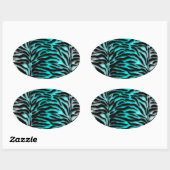Sticker Ovale Sceau d'enveloppe turquoise bleu zèbre (Feuille)