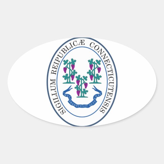 Sticker Ovale Sceau d'État du Connecticut, États-Unis (Devant)
