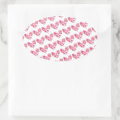 Sticker Ovale Sceaux d'enveloppe à coeurs floraux roses (Sac)