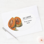 Sticker Ovale Schéma de melon de cantaloupe découpé ex libris (Enveloppe)