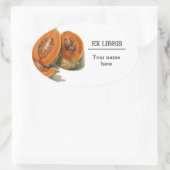 Sticker Ovale Schéma de melon de cantaloupe découpé ex libris (Sac)