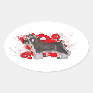 Sticker Ovale Schnauzer avec des cercles rouges