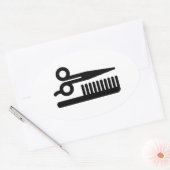 Sticker Ovale Scissors et Comb (Enveloppe)