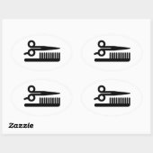 Sticker Ovale Scissors et Comb (Feuille)
