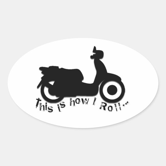 Sticker Ovale Scooter ou E-Bike - Voici comment je roule! (Devant)