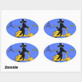 Sticker Ovale Scooter Poodle Noir Tour Eiffel Retro (Feuille)