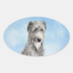 Sticker Ovale Scottish Deerhound Peinture - Cute Original Chien 