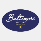 Sticker Ovale Script Baltimore (Devant)