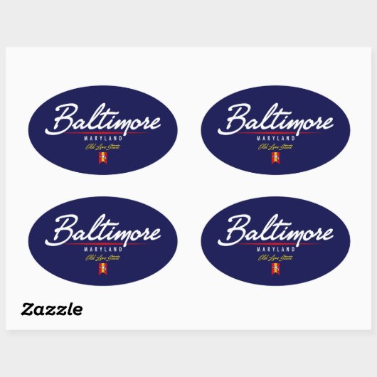 Sticker Ovale Script Baltimore (Feuille)