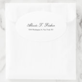Sticker Ovale Script de calligraphie classique Simple Blanc (Sac)