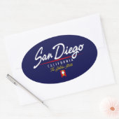 Sticker Ovale Script San Diego (Enveloppe)