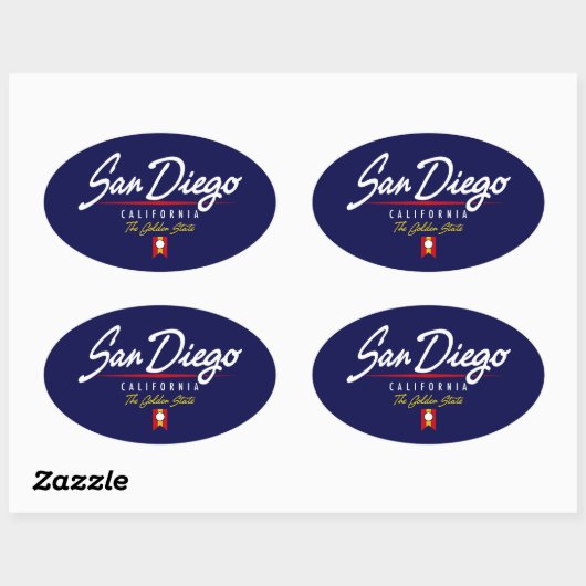 Sticker Ovale Script San Diego (Feuille)