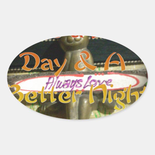 Sticker Ovale Sculpture de lapin de bronze avec citations inspir (Devant)