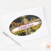 Sticker Ovale Sculpture de lapin de bronze avec citations inspir (Enveloppe)