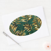 Sticker Ovale Seamless pattern with golden ferns (Enveloppe)