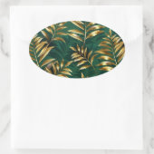 Sticker Ovale Seamless pattern with golden ferns (Sac)