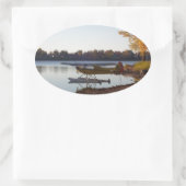 Sticker Ovale Seaplane par le lac (Sac)