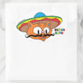 Sticker Ovale Senor Gato caricature Mustache Cat (Sac)