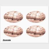 Sticker Ovale Sépia beige brun moderne brûlé granit orange (Feuille)