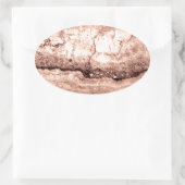 Sticker Ovale Sépia beige brun moderne brûlé granit orange (Sac)