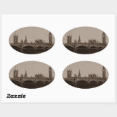 Sticker Ovale Sepia Big Ben Tower Palace de Westminster (Feuille)