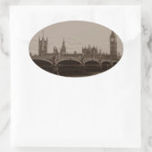 Sticker Ovale Sepia Big Ben Tower Palace de Westminster (Sac)