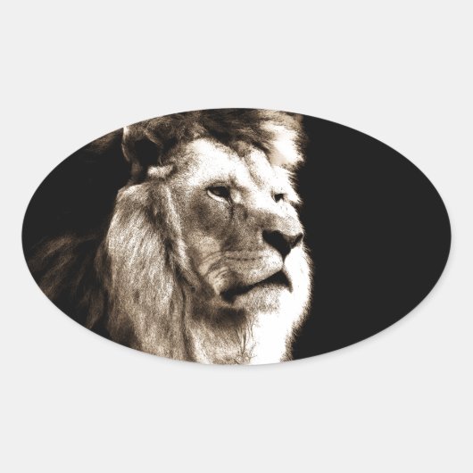 Sticker Ovale Sepia Lion (Devant)