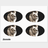 Sticker Ovale Sepia Lion (Feuille)
