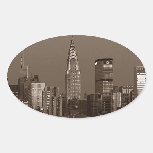 Sticker Ovale Sepia New York (Devant)