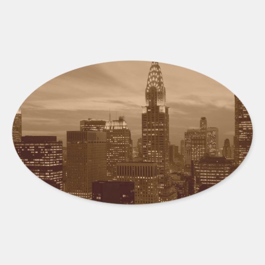 Sticker Ovale Sepia Tone New York (Devant)