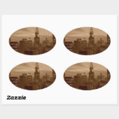 Sticker Ovale Sepia Tone New York (Feuille)