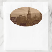 Sticker Ovale Sepia Tone New York (Sac)