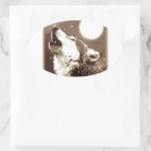 Sticker Ovale Sepia Wolf & Moon (Sac)