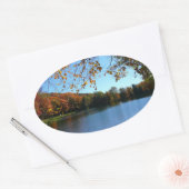 Sticker Ovale Sept sources Automnes Arbres et Étang (Enveloppe)