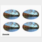 Sticker Ovale Sept sources Automnes Arbres et Étang (Feuille)