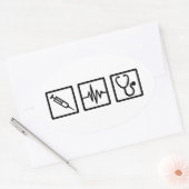 Sticker Ovale seringue stéthoscope Médicale (Enveloppe)