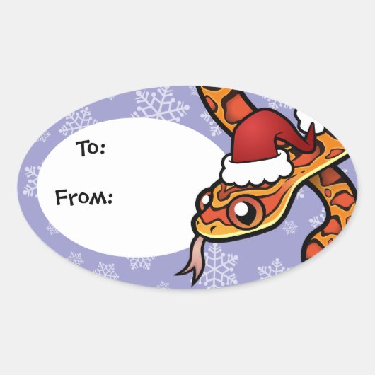 Sticker Ovale Serpent de Noël (Devant)