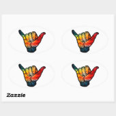 Sticker Ovale Shaka Rainbow (Feuille)