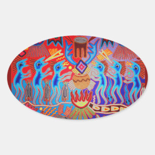 Sticker Ovale Shaman Ritual Huichol