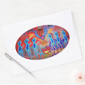 Sticker Ovale Shaman Ritual Huichol (Enveloppe)