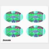 Sticker Ovale Shamrock festif captivant la florale de St. Patric (Feuille)