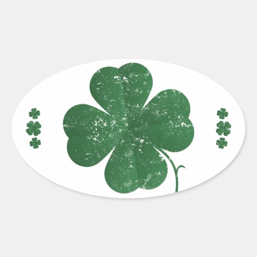Sticker Ovale Shamrocks - style vintage (Devant)