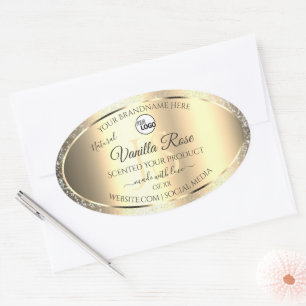 Sticker Ovale Shimmery Gold Parties scintillant Initiales Logo É