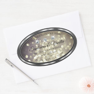 Sticker Ovale Shimmery Platinum Parties scintillant Produit Étiq