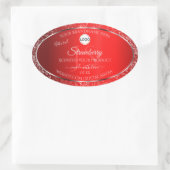Sticker Ovale Shimmery Red Logo Initiales Parties scintillant Ét (Sac)