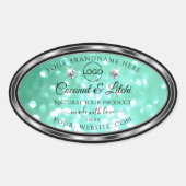 Sticker Ovale Shimmery Turquoise Parties scintillant Produit Éti (Devant)