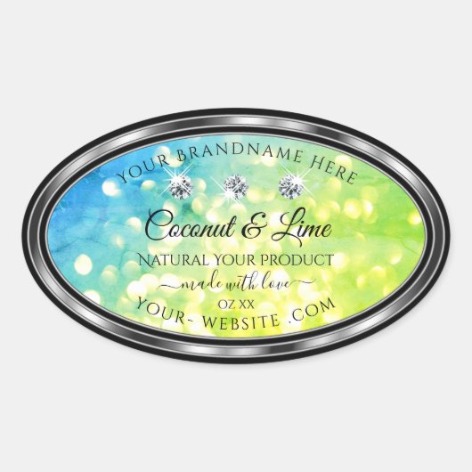 Sticker Ovale Shimmery Turquoise Parties scintillant verte Produ (Devant)