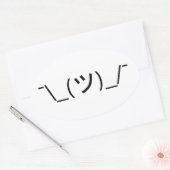Sticker Ovale Shrug Emoticon —\_(ツ)_/ Afficher le Kaomoji japona (Enveloppe)
