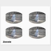 Sticker Ovale sibérien husk blanc amour avec pic (Feuille)