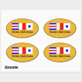 Sticker Ovale Signal maritime Charleston-Caroline du Sud (Feuille)
